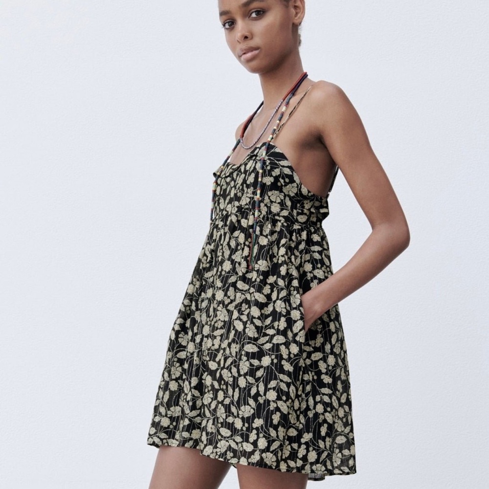 Zara Black and Green Sleeveless Jumpsuit Resort Wear